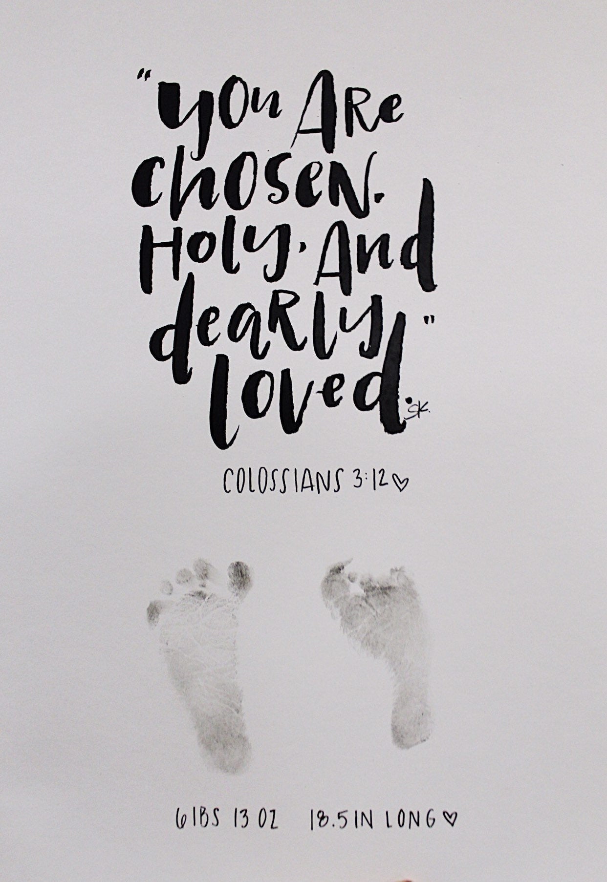 DIY Baby Footprint and Verse Art Print -11x14in, Nursery Wall Art, Personalized Keepsake