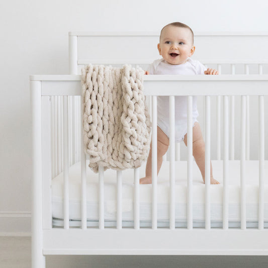 INFINITE CHUNKY KNIT BLANKET | MINKY | CUDDLE - SAND