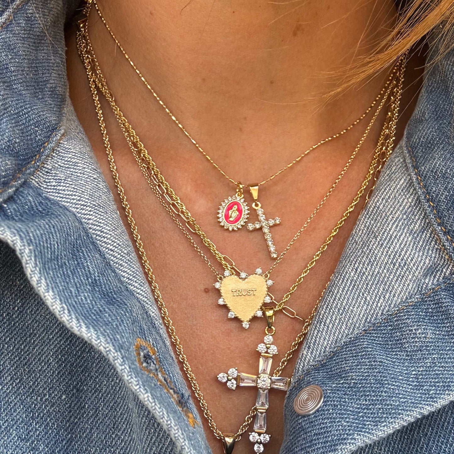 Virgin Maria Multi-Charm Necklace